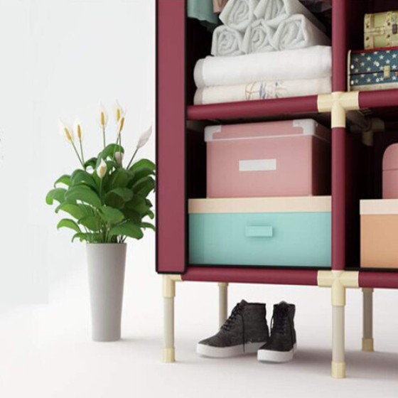 Portable fabric wardrobe, upright storage cabinet, 105x50x190 cm, clothes organizer.